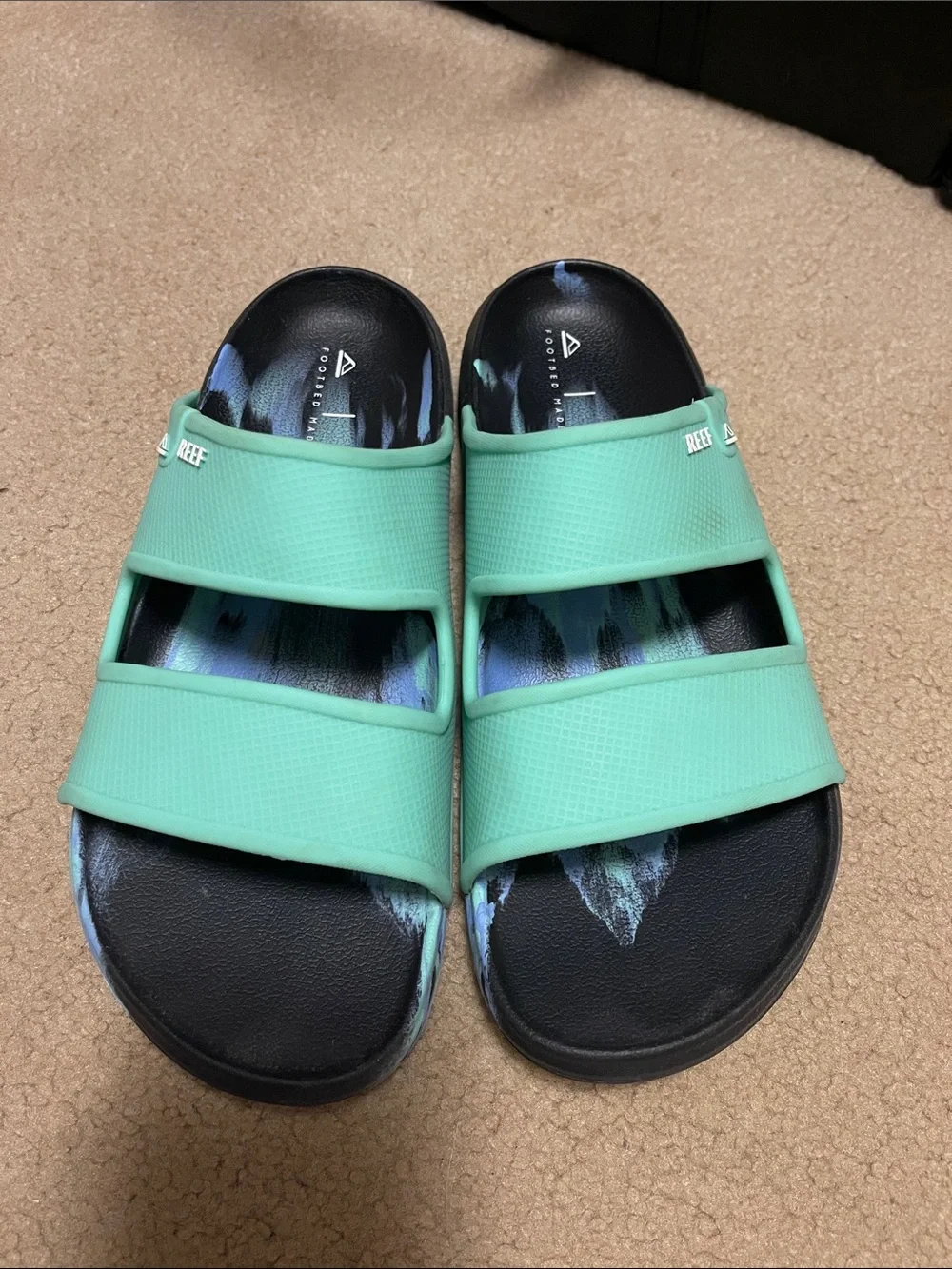Reef Men's Mint Green Dual-Strap Slide Sandals